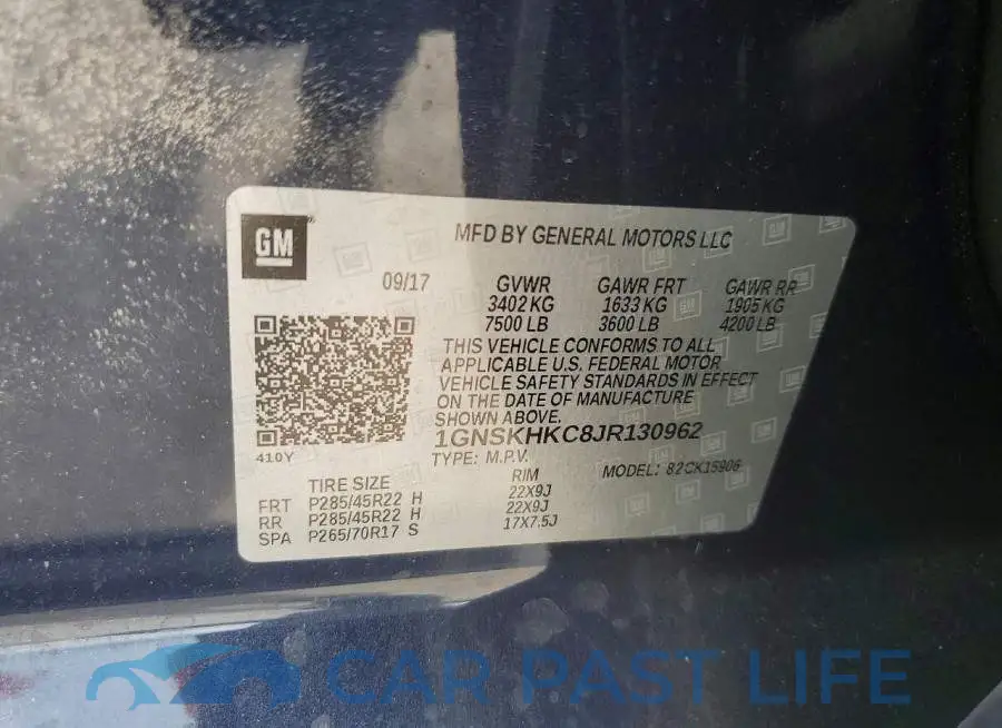 1GNSKHKC8JR130962# 13