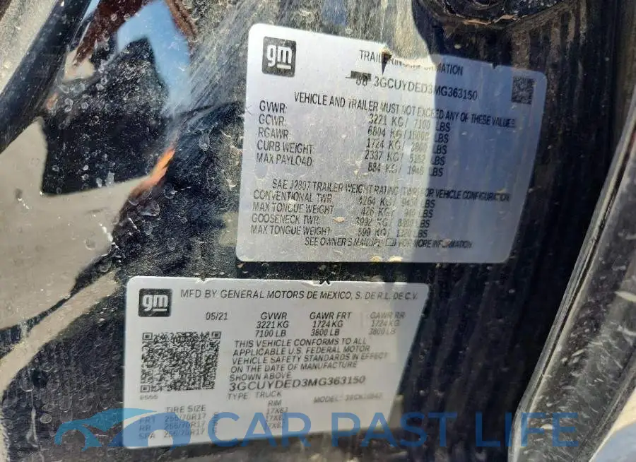 3GCUYDED3MG363150# 12
