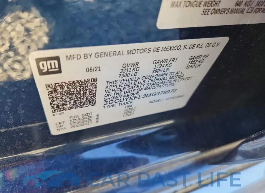 3GCUYEEL3MG378972# 12