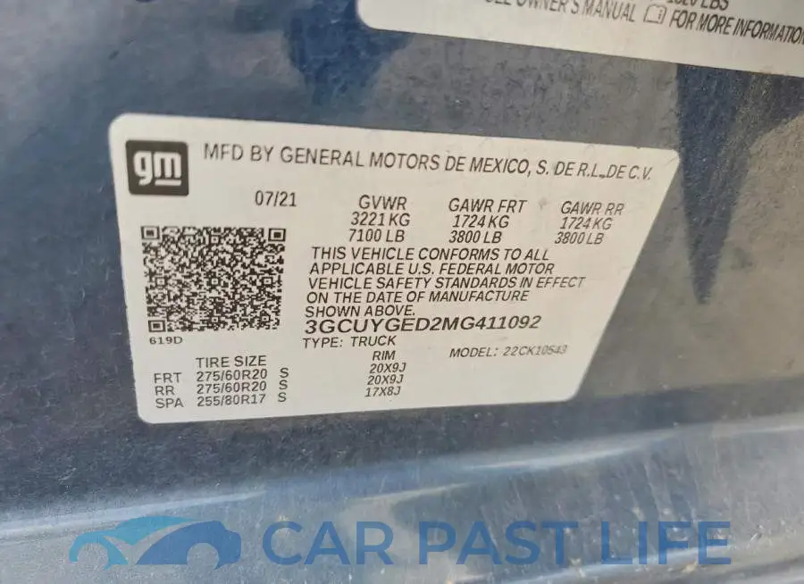 3GCUYGED2MG411092# 12