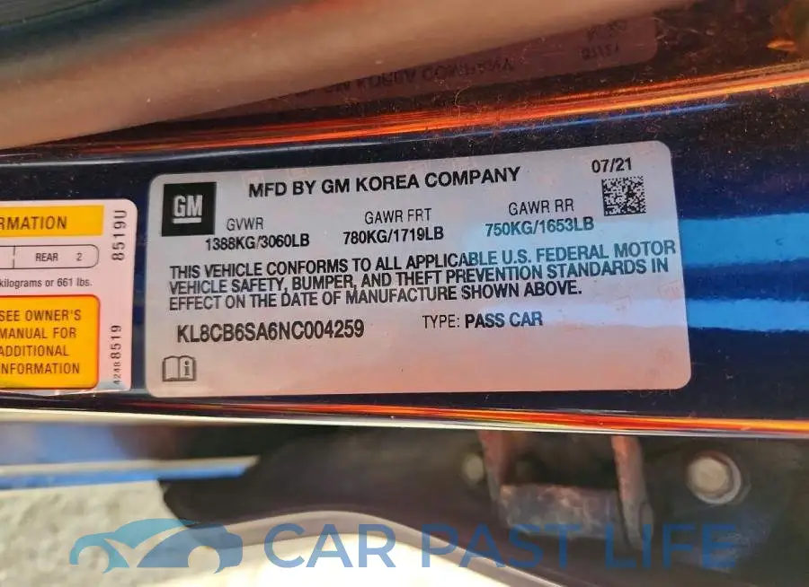 KL8CB6SA6NC004259# 12