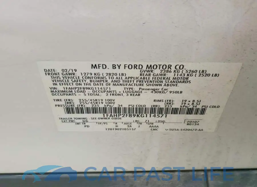 1FAHP2F89KG114571# 12