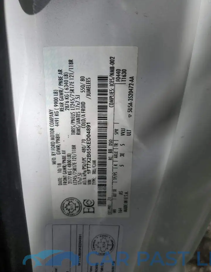 1FT7X2B65KED04891# 13
