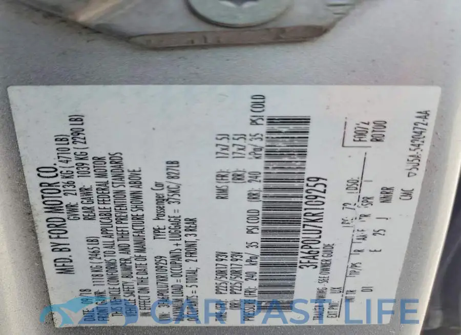 3FA6P0LU7KR109259# 12
