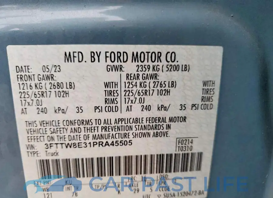 3FTTW8E31PRA45505# 13