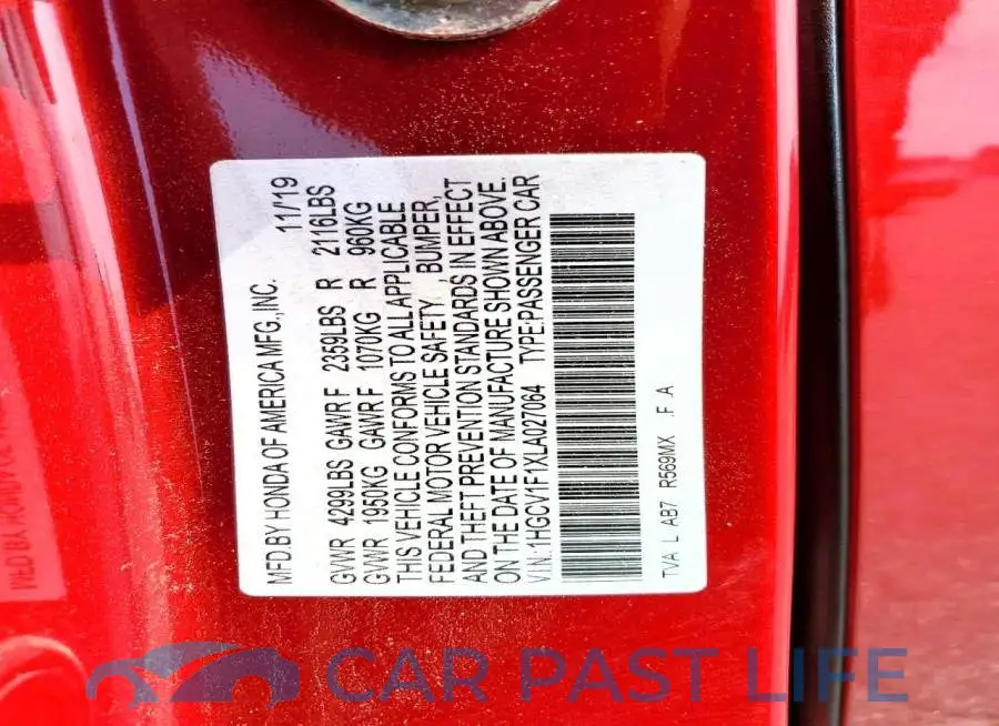 1HGCV1F1XLA027064# 12