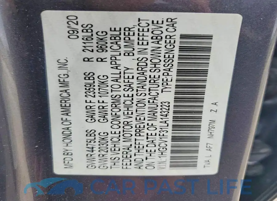 1HGCV1F31LA143223# 13