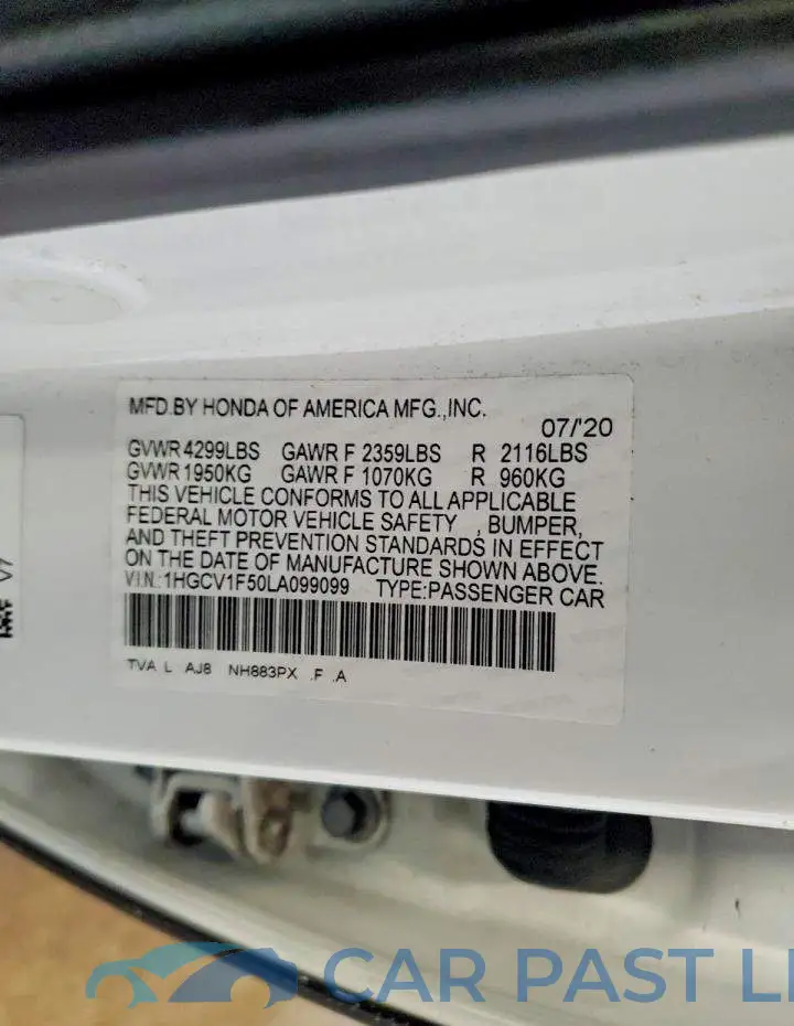 1HGCV1F50LA099099# 12