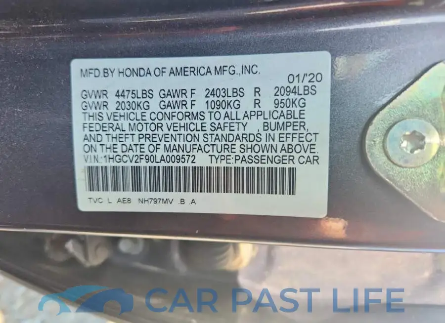 1HGCV2F90LA009572# 13