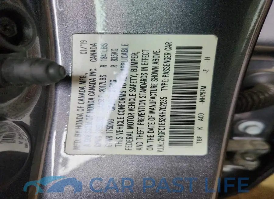 2HGFC1E52KH702235# 12
