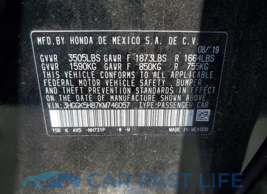 3HGGK5H87KM746057# 12