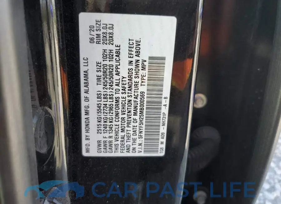5FNYF5H25MB000569# 14