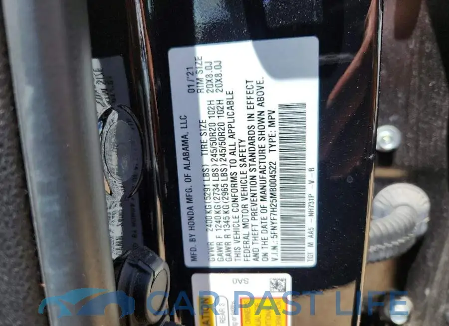 5FNYF7H25MB004522# 12