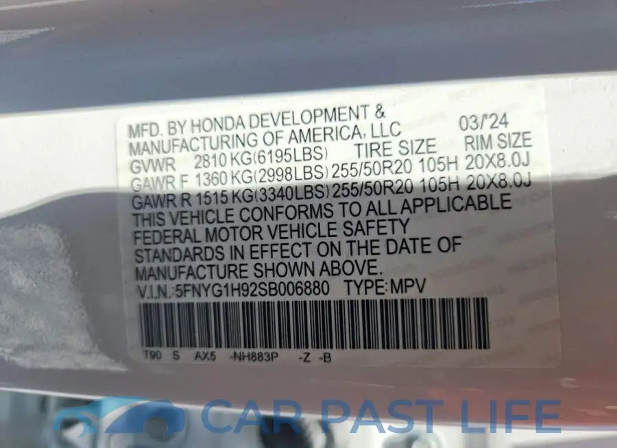 5FNYG1H92SB006880# 13