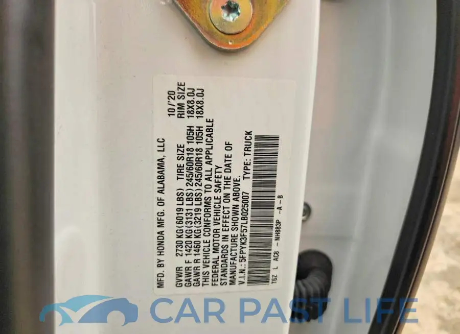 5FPYK3F57LB025007# 13