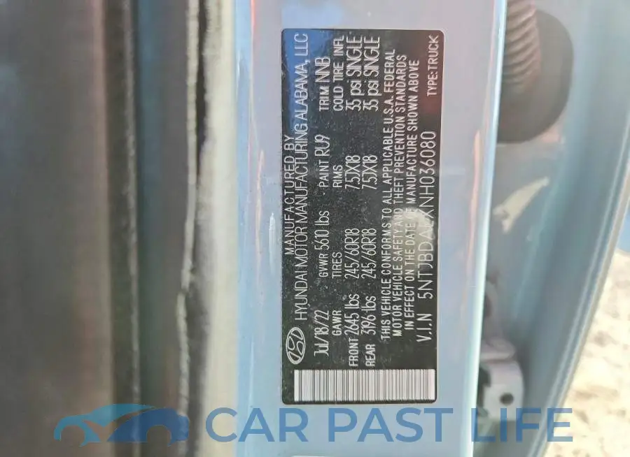 5NTJBDAEXNH036080# 13
