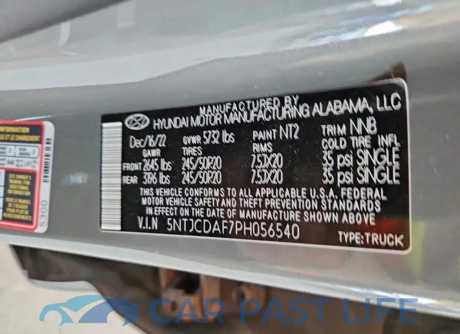 5NTJCDAF7PH056540# 12