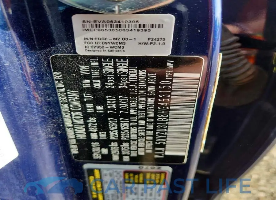5XYZU3LB8HG463150# 13