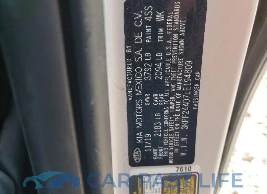 3KPF24AD7LE194809# 12