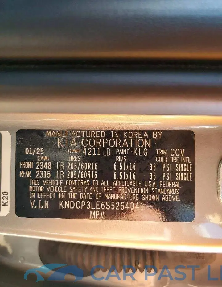 KNDCP3LE6S5264041# 13