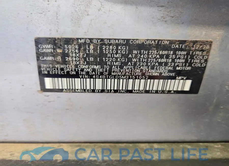 4S4BTGLD5M3151052# 12