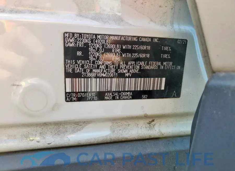 2T3B6RFV6MW020611# 13