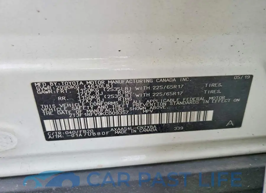 2T3F1RFV9KC009357# 14