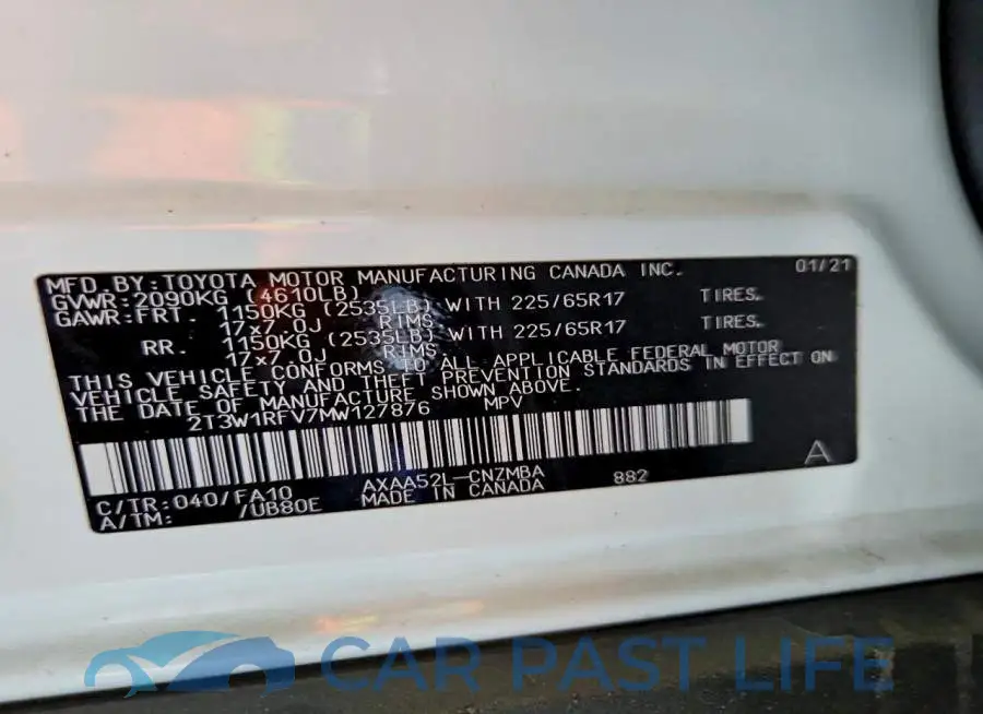 2T3W1RFV7MW127876# 12