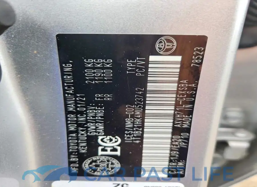 4T1B21HK4MU523742# 12