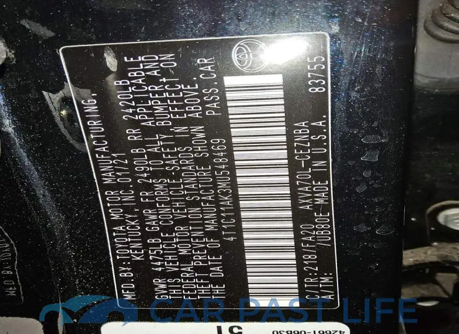 4T1C11AK3MU548469# 12