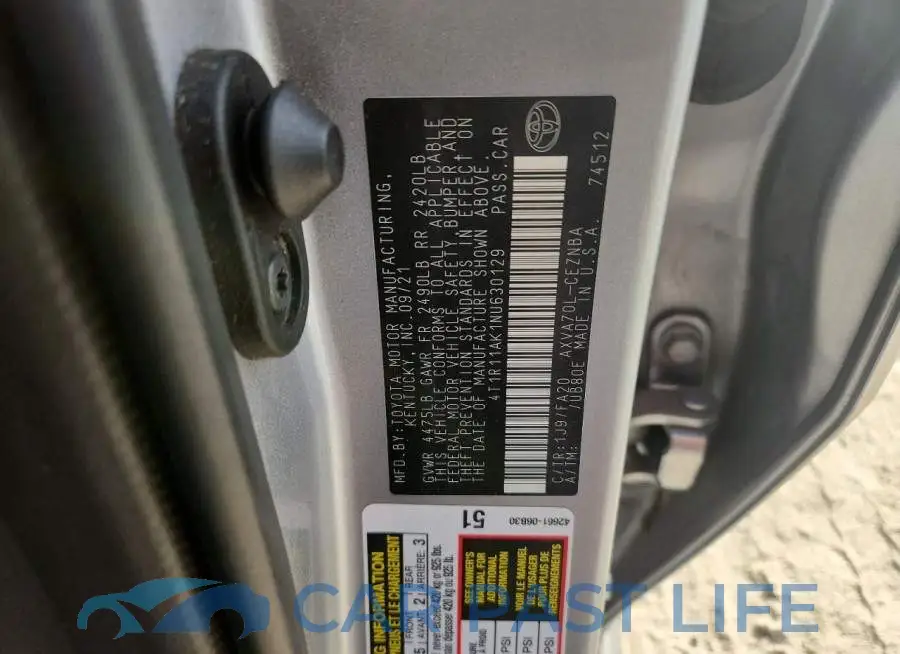4T1R11AK1NU630129# 13