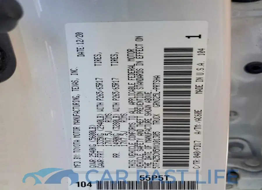 5TFAZ5CN5MX101305# 12