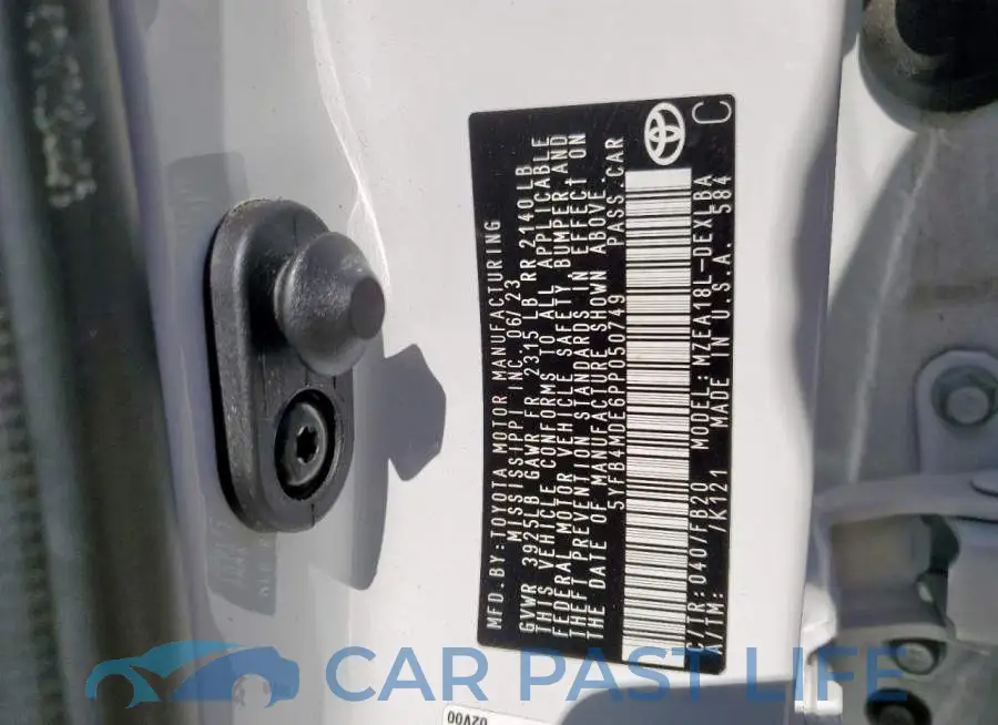 5YFB4MDE6PP050749# 12