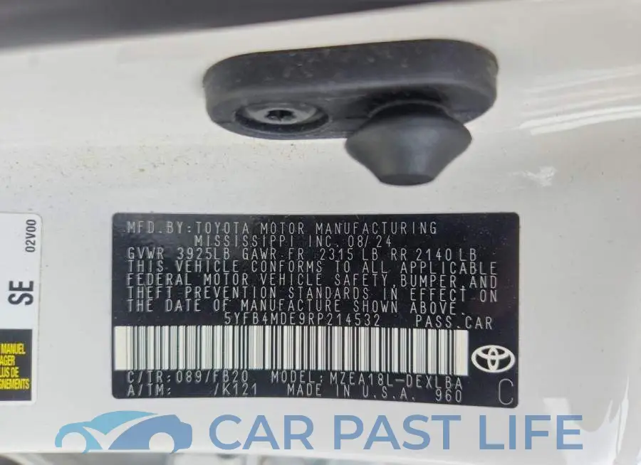 5YFB4MDE9RP214532# 12