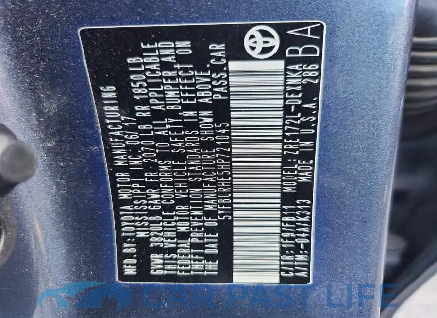 5YFBURHE5HP721045# 13