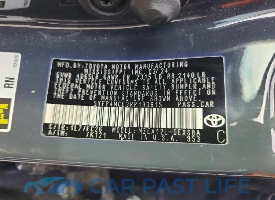 5YFP4MCE3RP193815# 12