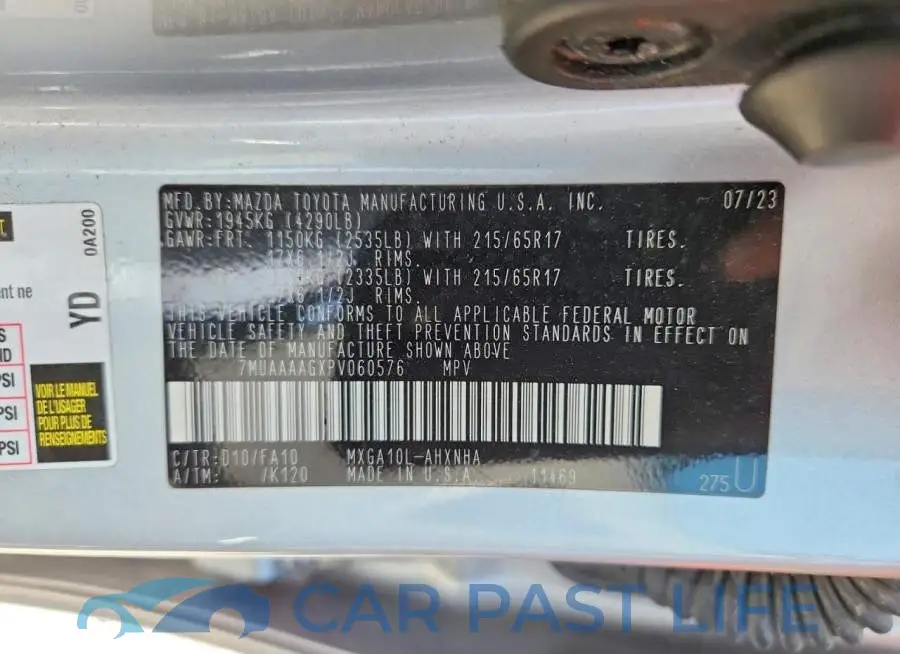 7MUAAAAGXPV060576# 12