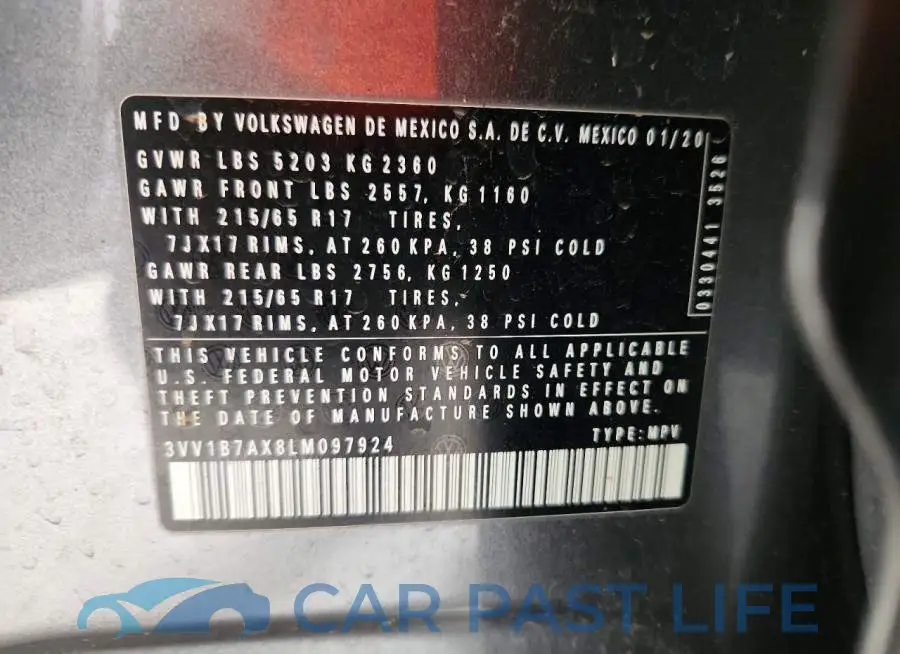 3VV1B7AX8LM097924# 14