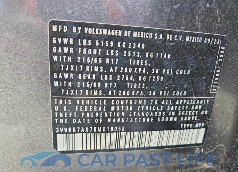 3VVRB7AX7RM018058# 14