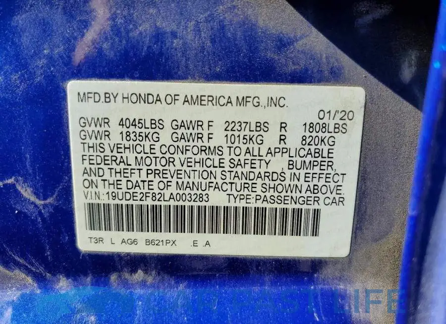19UDE2F82LA003283# 12