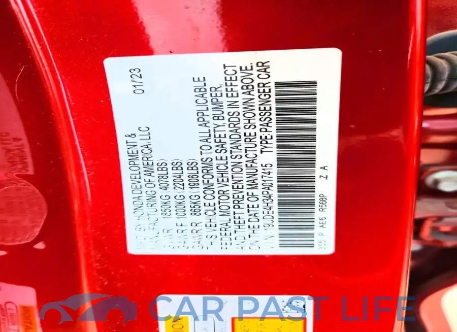 19UDE4H34PA017415# 12