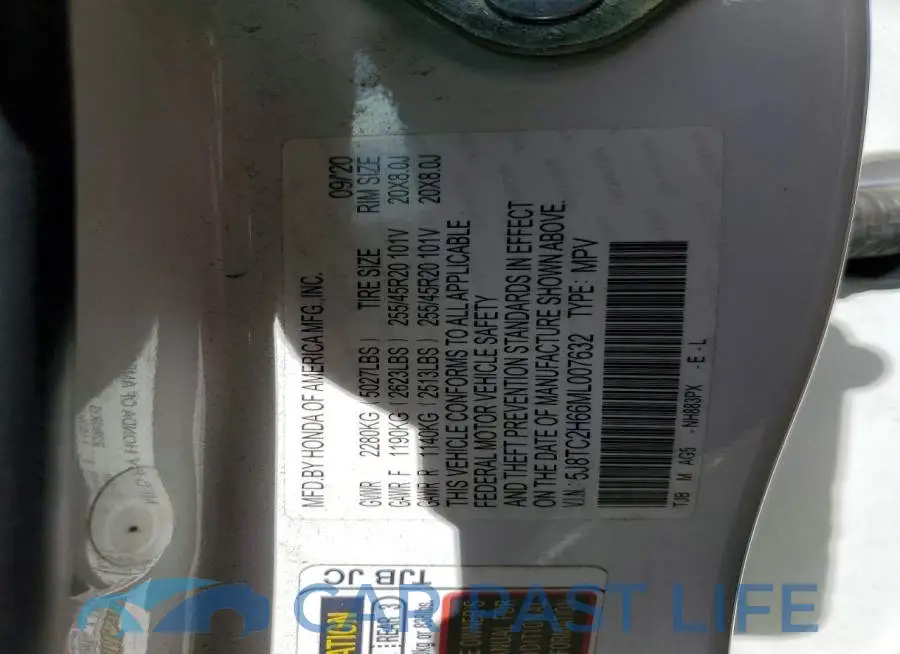 5J8TC2H66ML007632# 13