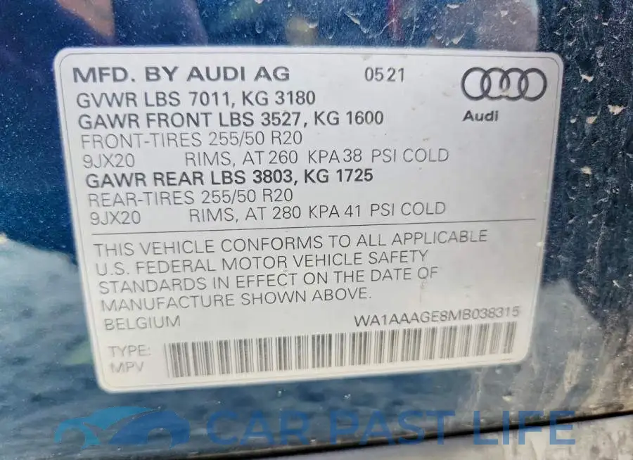 WA1AAAGE8MB038315# 14