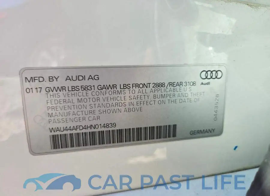 WAU44AFD4HN014839# 12