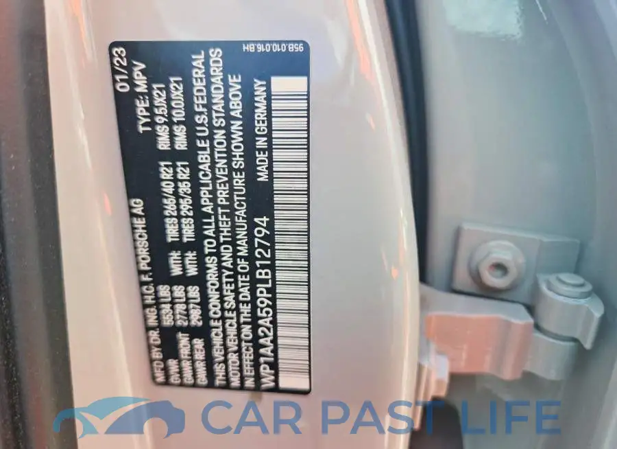 WP1AA2A59PLB12794# 14