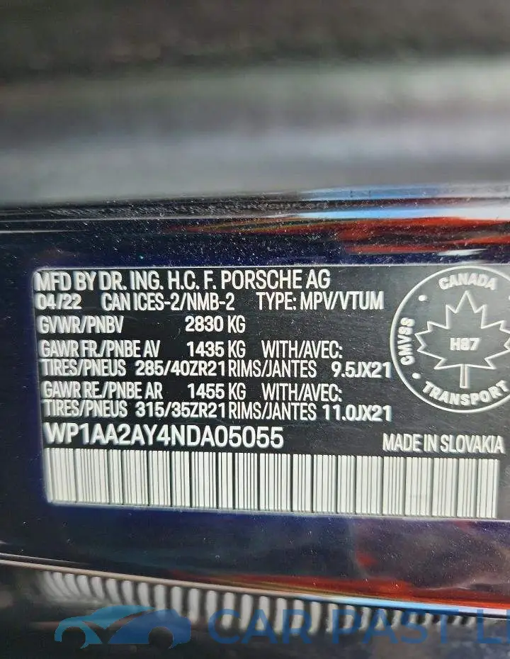 WP1AA2AY4NDA05055# 14