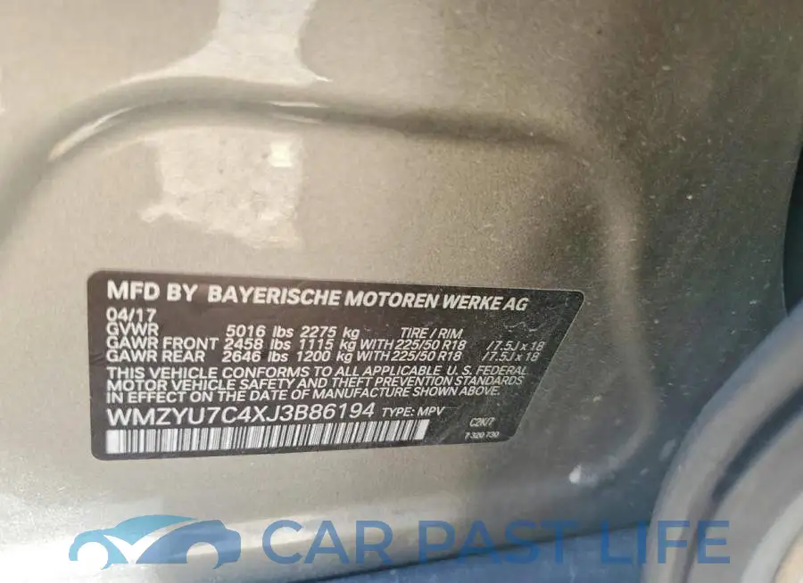 WMZYU7C4XJ3B86194# 12