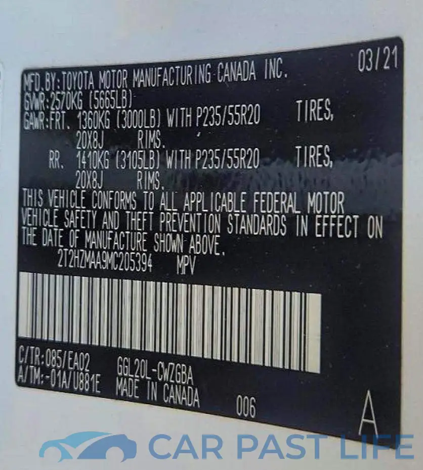 2T2HZMAA9MC205394# 12