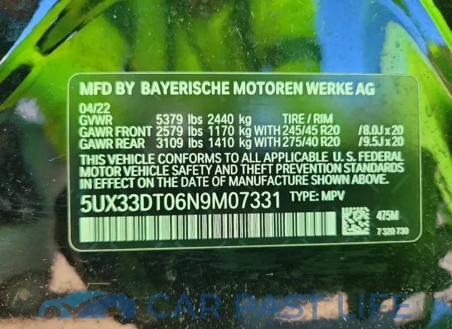 5UX33DT06N9M07331# 13