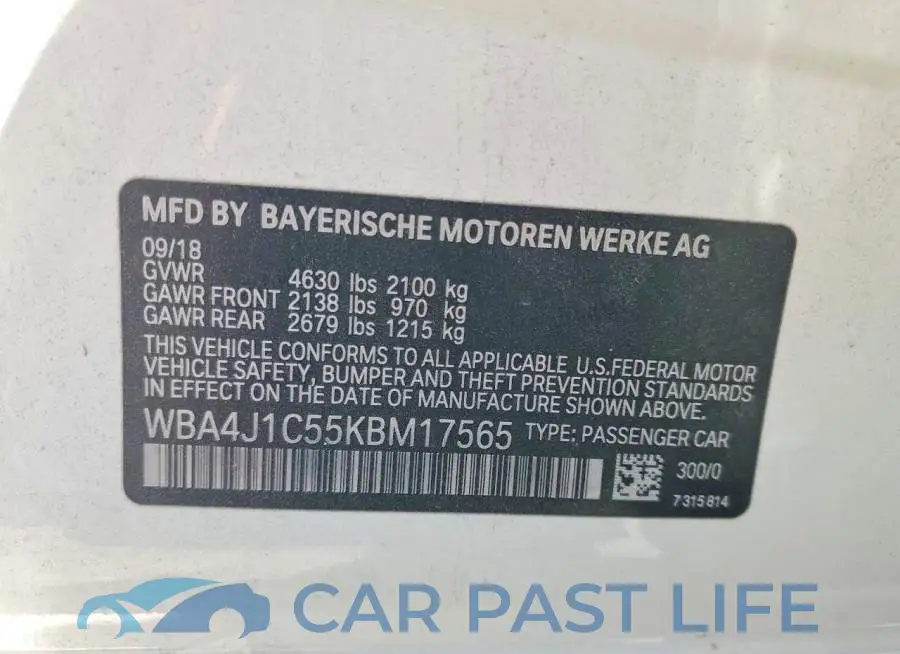 WBA4J1C55KBM17565# 12